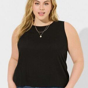Torrid - Boat Neck Challis Crop Shell Top in Deep Black​​​​​​